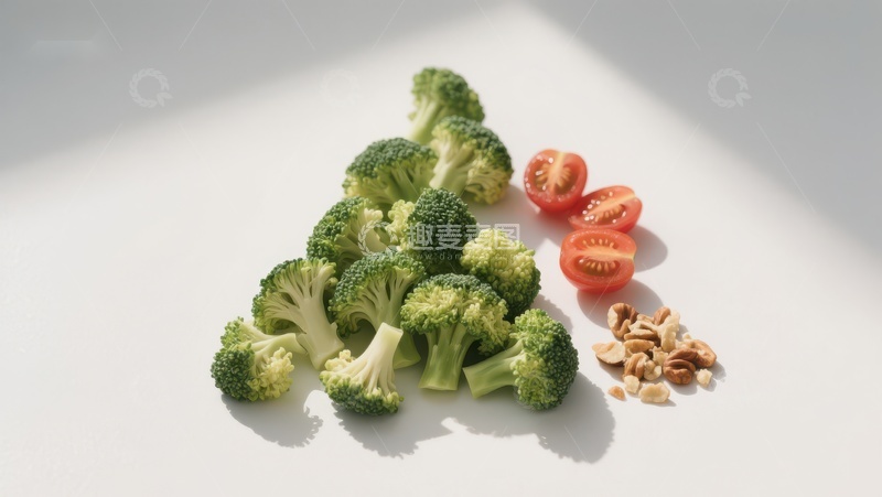 高清大图下载【趣麦麦图】新鲜蔬菜与坚果的健康组合