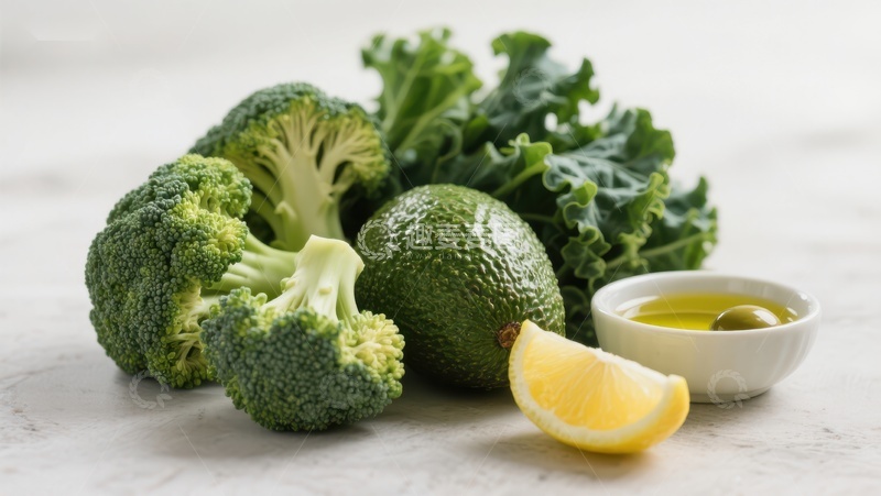 高清大图下载【趣麦麦图】新鲜蔬菜与橄榄油的健康组合