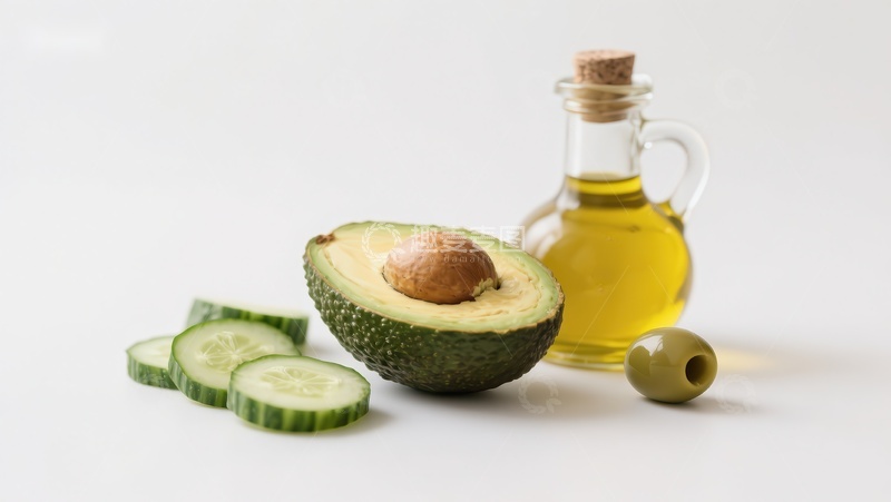 高清大图下载【趣麦麦图】牛油果、黄瓜与橄榄油的健康组合