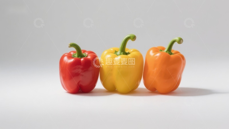 高清大图下载【趣麦麦图】三种颜色的甜椒并排展示