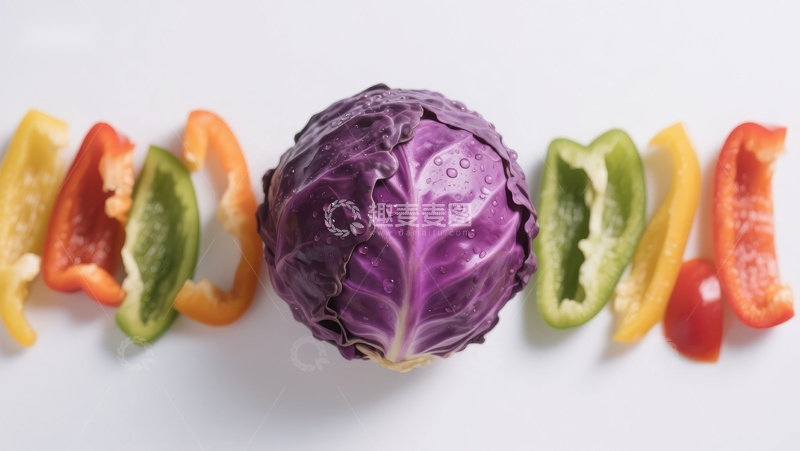 高清大图下载【趣麦麦图】紫甘蓝与彩椒排列