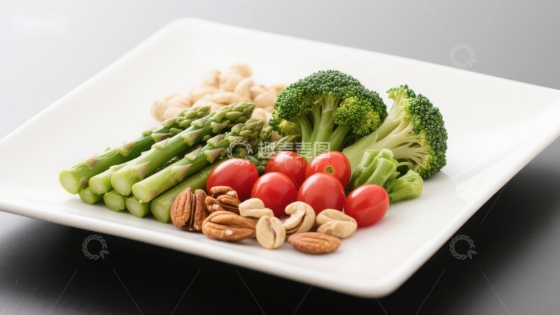 高清大图下载【趣麦麦图】新鲜蔬菜与坚果的健康搭配