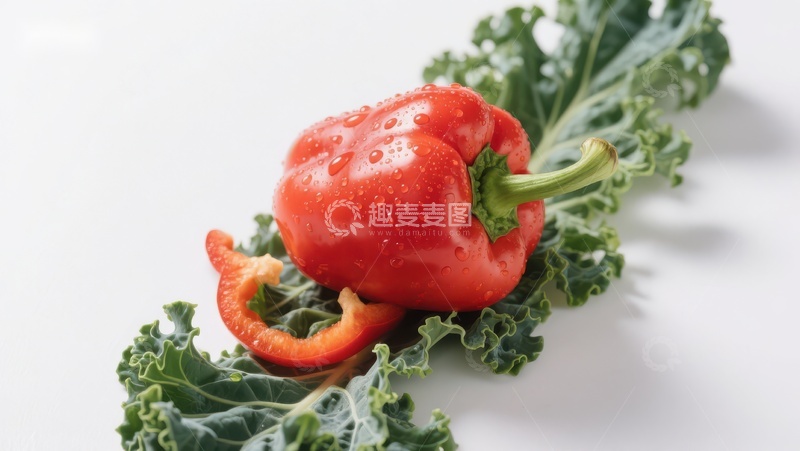 高清大图下载【趣麦麦图】红椒与羽衣甘蓝的清新组合