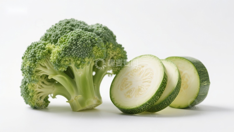 高清大图下载【趣麦麦图】新鲜西兰花与切片黄瓜