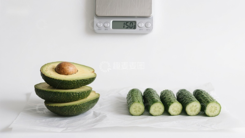 高清大图下载【趣麦麦图】牛油果与黄瓜的重量对比
