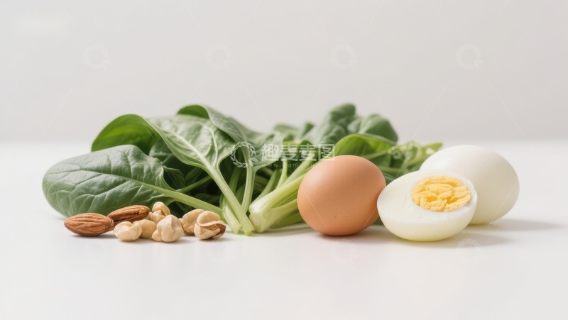 高清大图下载【趣麦麦图】新鲜蔬菜与鸡蛋坚果组合