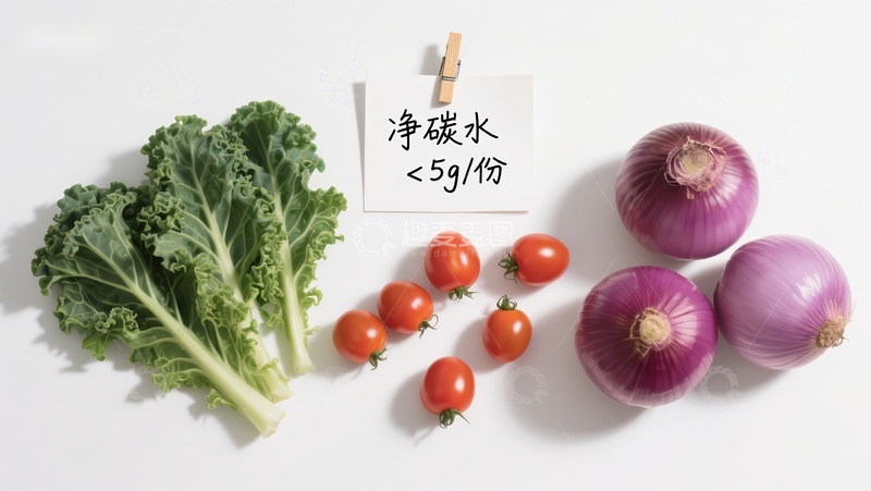 高清大图下载【趣麦麦图】低碳水蔬菜组合：羽衣甘蓝、樱桃番茄与洋葱