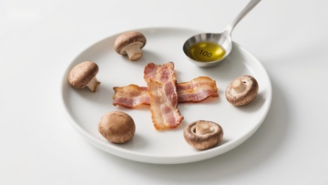 蘑菇培根与橄榄油的组合