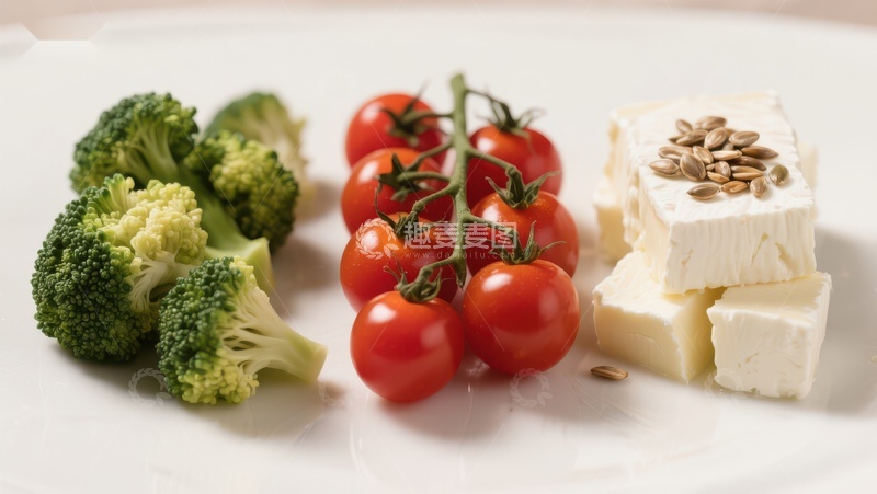 高清大图下载【趣麦麦图】新鲜蔬菜与奶酪的健康搭配