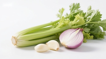 新鲜芹菜、洋葱与大蒜