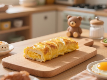 厨房中的美味蛋卷面包