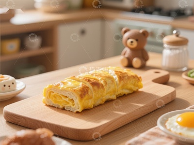 厨房中的美味蛋卷面包