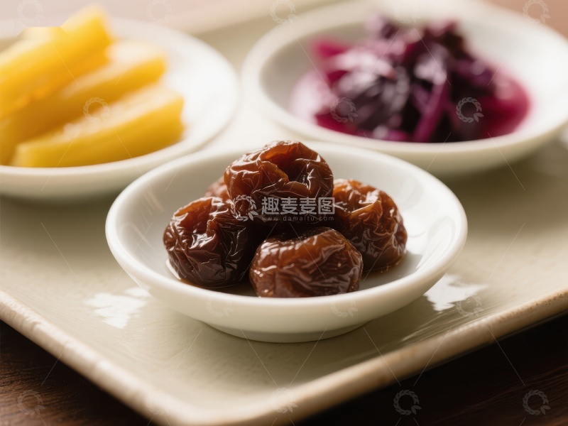 高清大图下载【趣麦麦图】三碟小菜：蜜饯、泡菜与腌制蔬菜