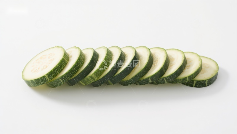 高清大图下载【趣麦麦图】新鲜切片的绿色西葫芦