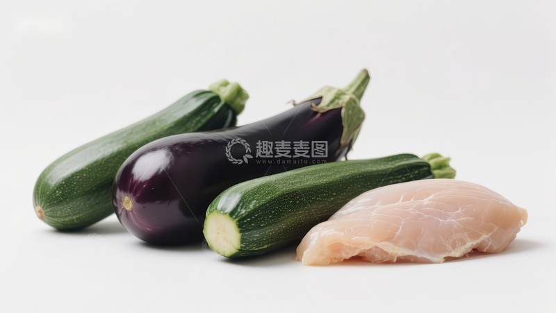高清大图下载【趣麦麦图】新鲜蔬菜与鸡胸肉