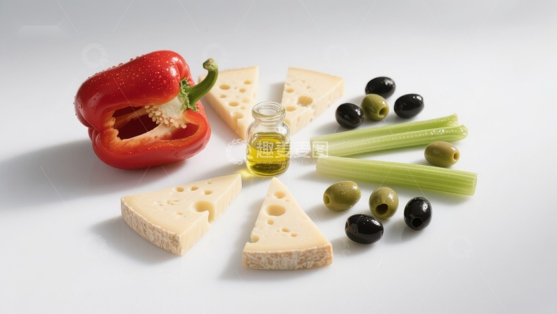 高清大图下载【趣麦麦图】新鲜蔬菜与奶酪的健康组合