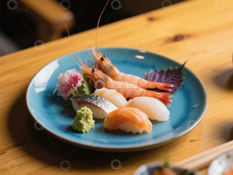 高清大图下载【趣麦麦图】精致日式寿司与虾摆盘