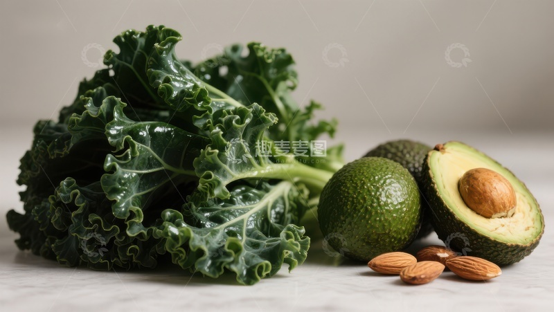 高清大图下载【趣麦麦图】新鲜绿叶蔬菜与牛油果组合