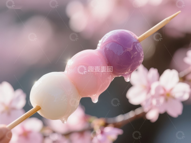 高清大图下载【趣麦麦图】樱花树下的彩色团子串