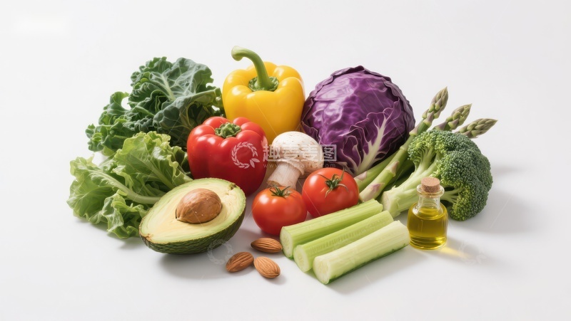 高清大图下载【趣麦麦图】新鲜蔬菜与水果的健康组合