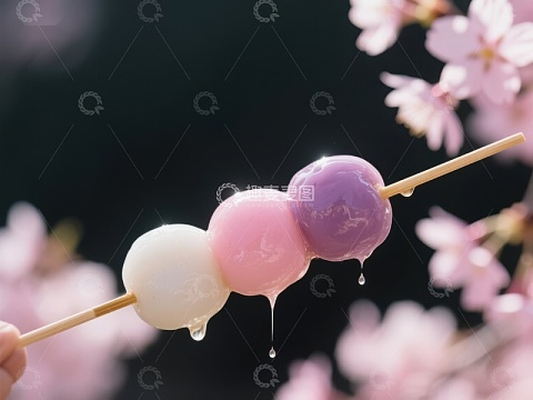 樱花树下的彩色团子串