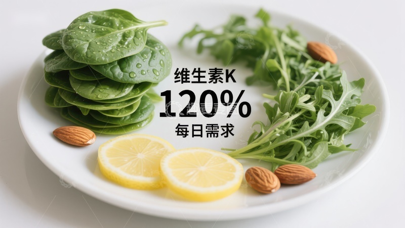 高清大图下载【趣麦麦图】富含维生素K的绿色蔬菜与柠檬