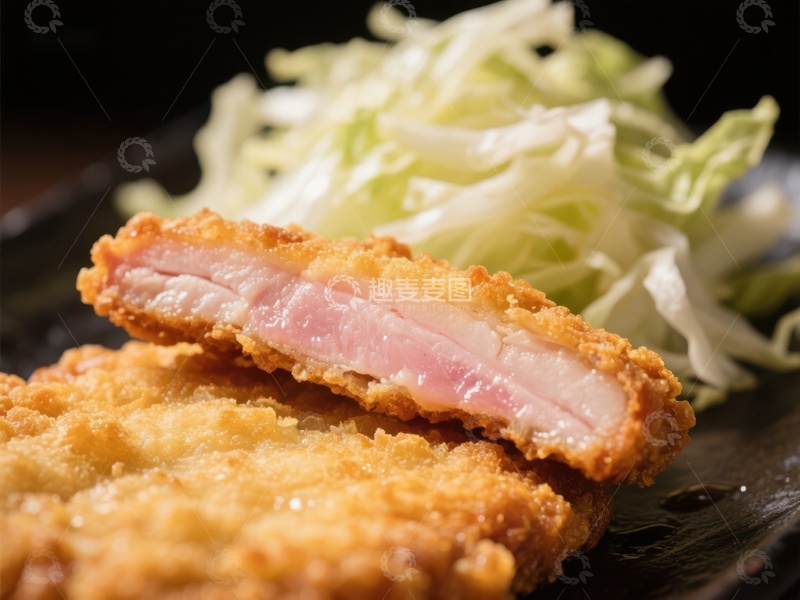 高清大图下载【趣麦麦图】酥脆炸肉排配生菜