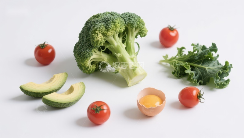 高清大图下载【趣麦麦图】新鲜蔬菜与鸡蛋的健康组合