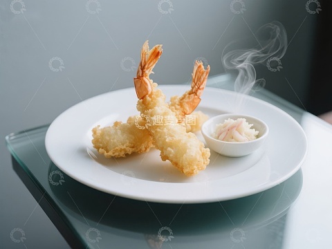 金黄酥脆的天妇罗虾配蘸酱
