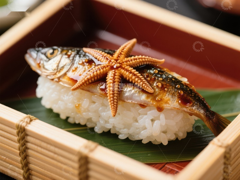 高清大图下载【趣麦麦图】海星装饰的鱼寿司