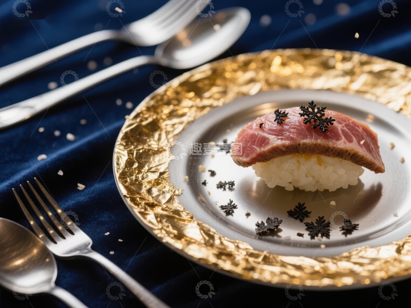 高清大图下载【趣麦麦图】精致寿司配雪花装饰