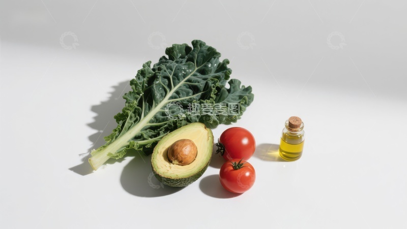 高清大图下载【趣麦麦图】新鲜蔬菜与橄榄油的健康组合