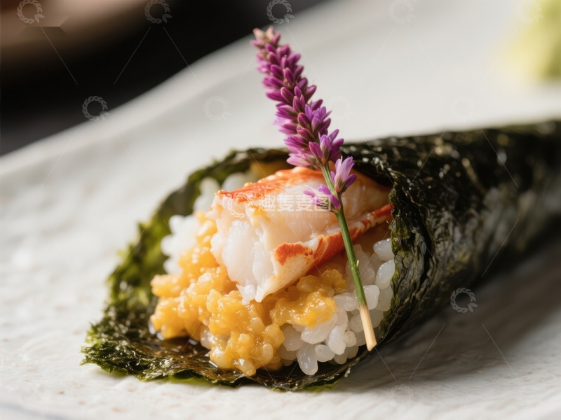 高清大图下载【趣麦麦图】精致手握寿司配龙虾与花饰