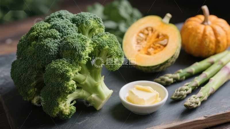 高清大图下载【趣麦麦图】新鲜蔬菜与黄油的健康组合
