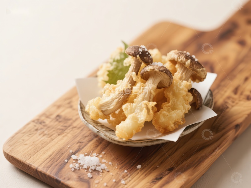 高清大图下载【趣麦麦图】酥脆天妇罗蘑菇配芥末酱