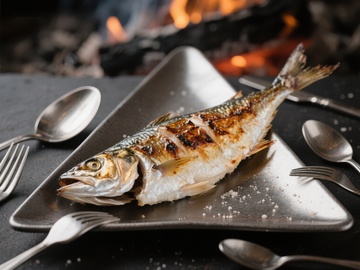 篝火旁的烤鱼美食