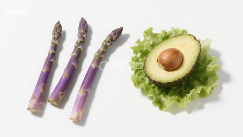 高清大图下载【趣麦麦图】紫色芦笋与牛油果的清新组合