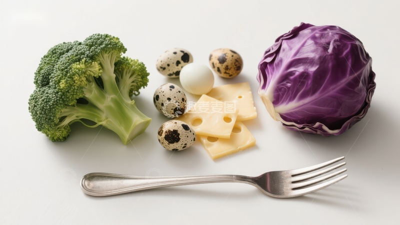 高清大图下载【趣麦麦图】新鲜蔬菜与奶酪、鹌鹑蛋的组合