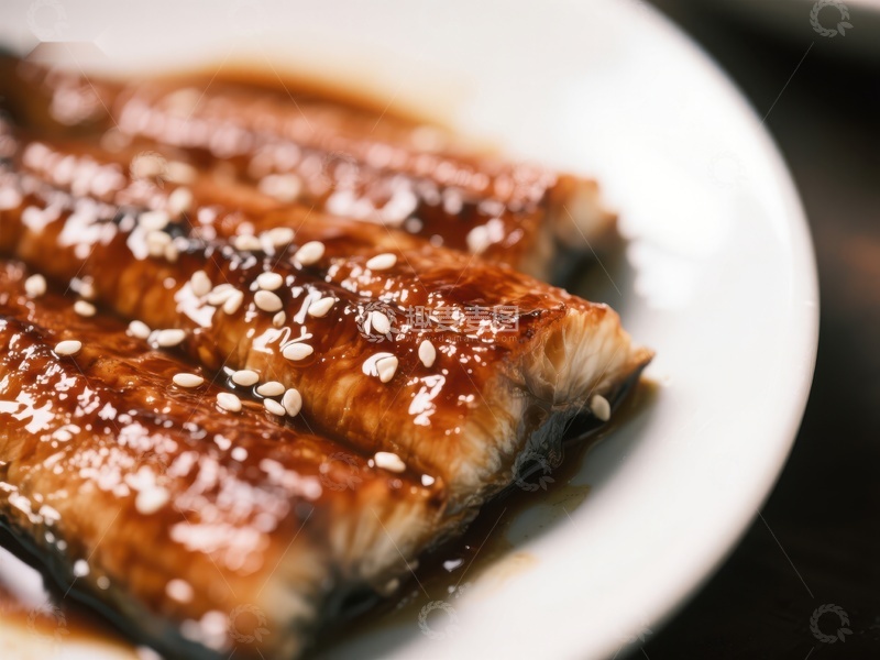 高清大图下载【趣麦麦图】烤鳗鱼配芝麻，美味日式料理