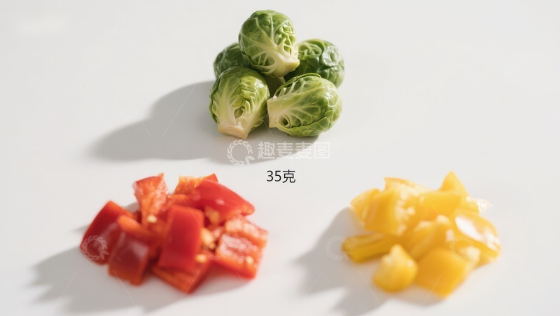 高清大图下载【趣麦麦图】新鲜蔬菜组合：西兰花与彩椒