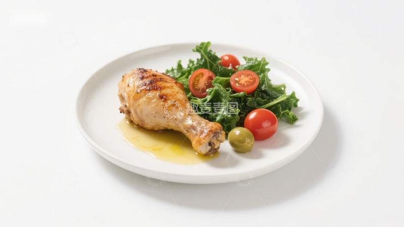 高清大图下载【趣麦麦图】烤鸡腿配蔬菜沙拉