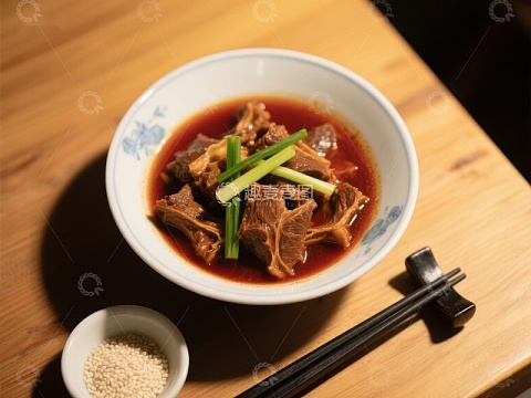 红烧牛肉碗配芝麻小碟