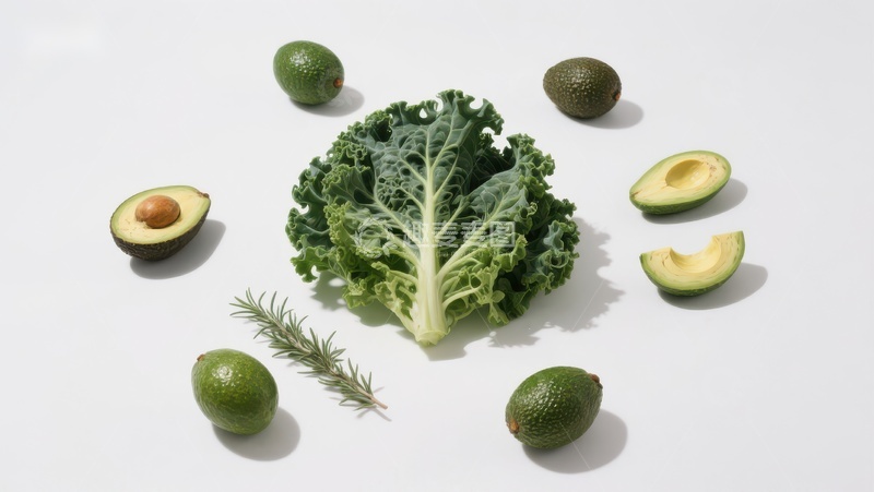 高清大图下载【趣麦麦图】羽衣甘蓝与鳄梨的健康组合