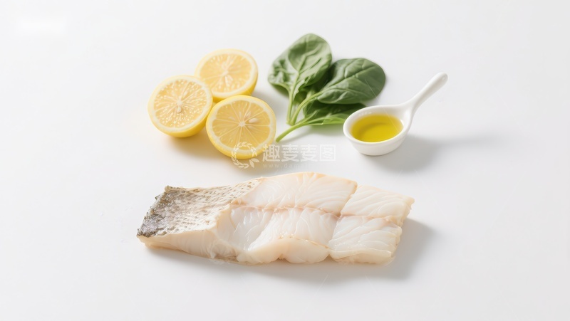 高清大图下载【趣麦麦图】新鲜鱼片配柠檬与香草