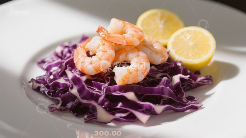 高清大图下载【趣麦麦图】虾仁配紫甘蓝沙拉