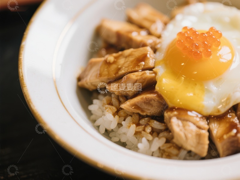 高清大图下载【趣麦麦图】鸡肉盖饭配煎蛋