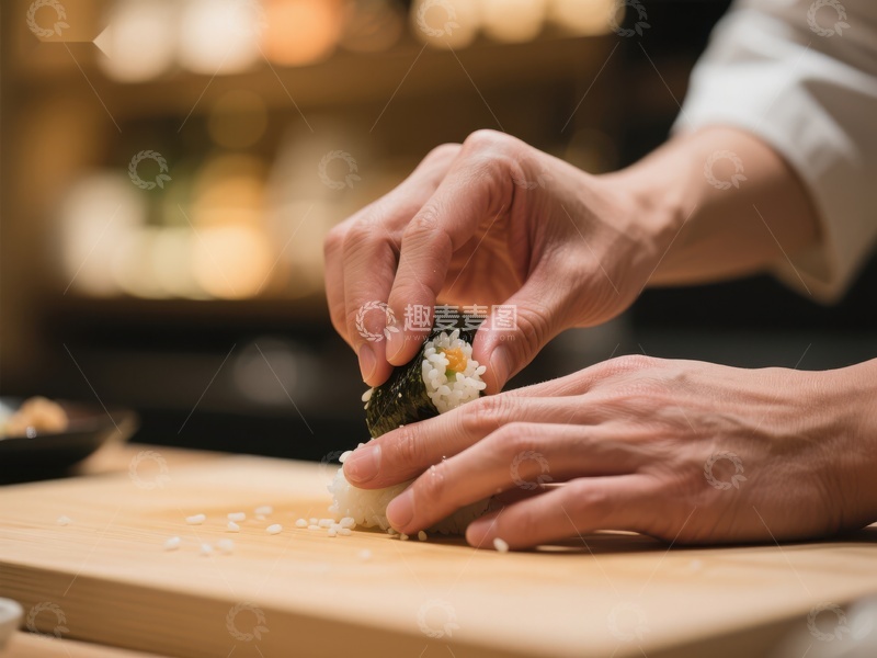 高清大图下载【趣麦麦图】-厨师精心制作寿司