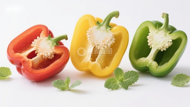 三种颜色的切开甜椒