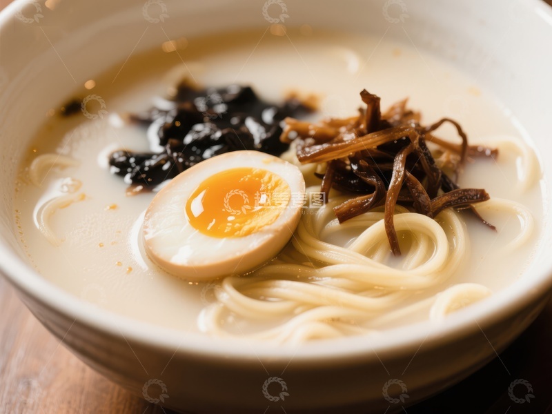 高清大图下载【趣麦麦图】一碗美味的拉面配半熟蛋