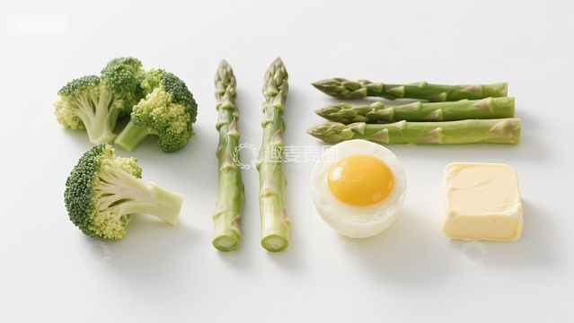 新鲜蔬菜与鸡蛋黄油组合